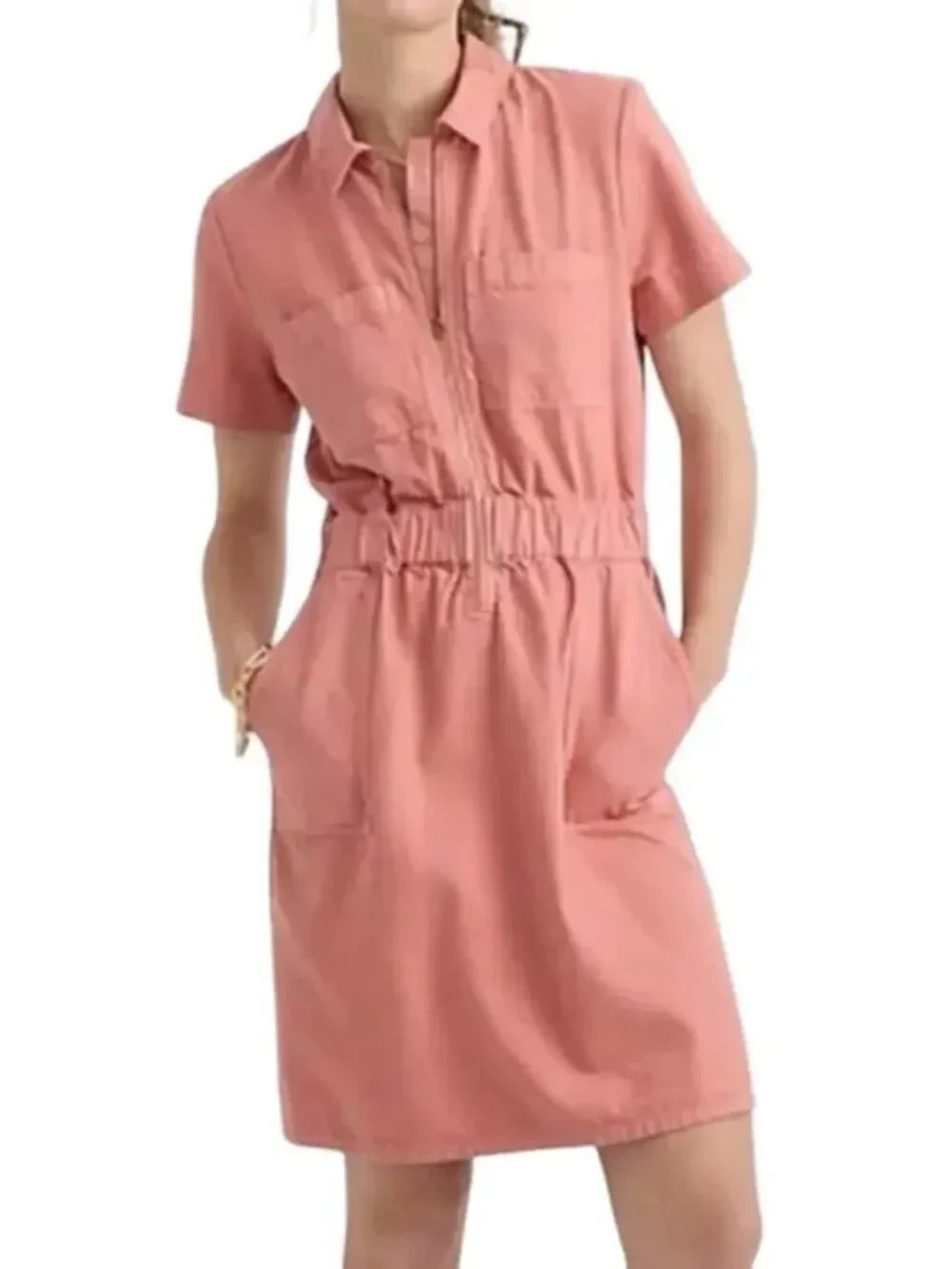 J Crew Zip-front chino dress